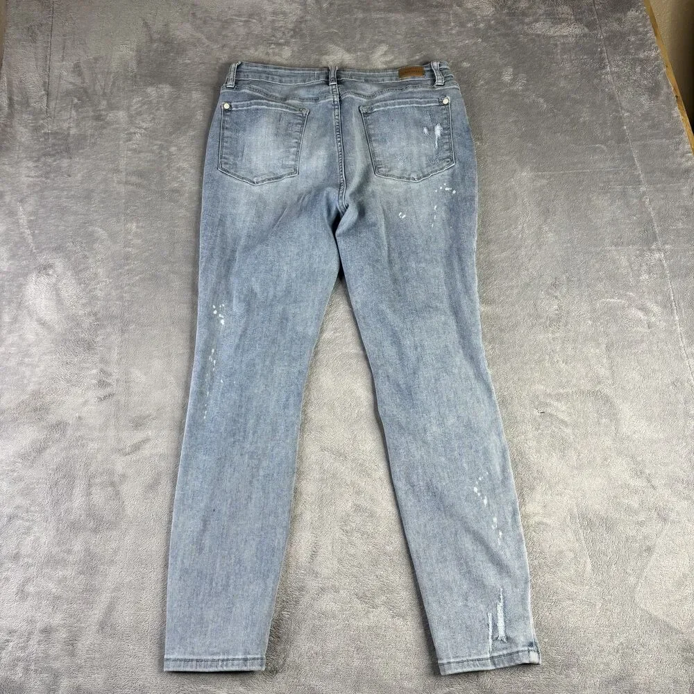 Judy Blue Jeans Womens 13 Distressed Skinny Light Wash Denim Lace Patch Ripped‎